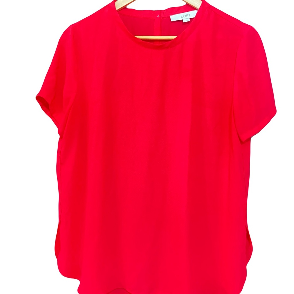 LOFT Bright Pink Short Sleeve Blouse